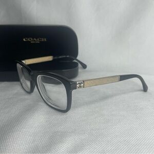 CHANEL CH 3228-Q Eyeglass Frames ONLY Black Cream Leather Temple Logo 51[]17-135
